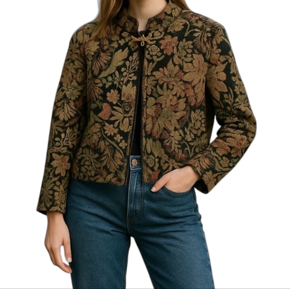 Vintage Coldwater Creek tapestry Floral Jacket